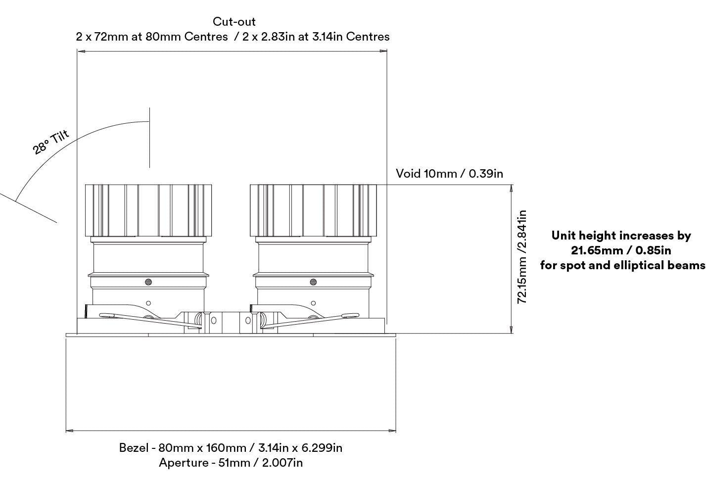 Spot encastré double Orluna Dino