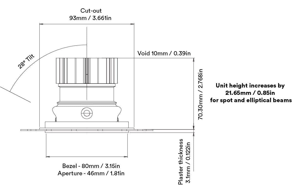 Spot encastré Orluna True réglable
