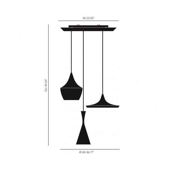 Système de suspension ronde Tom Dixon Beat LED Trio