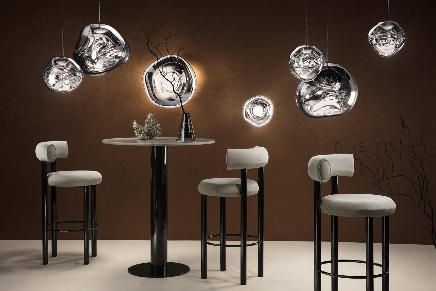 Suspension LED Tom Dixon Melt argentée