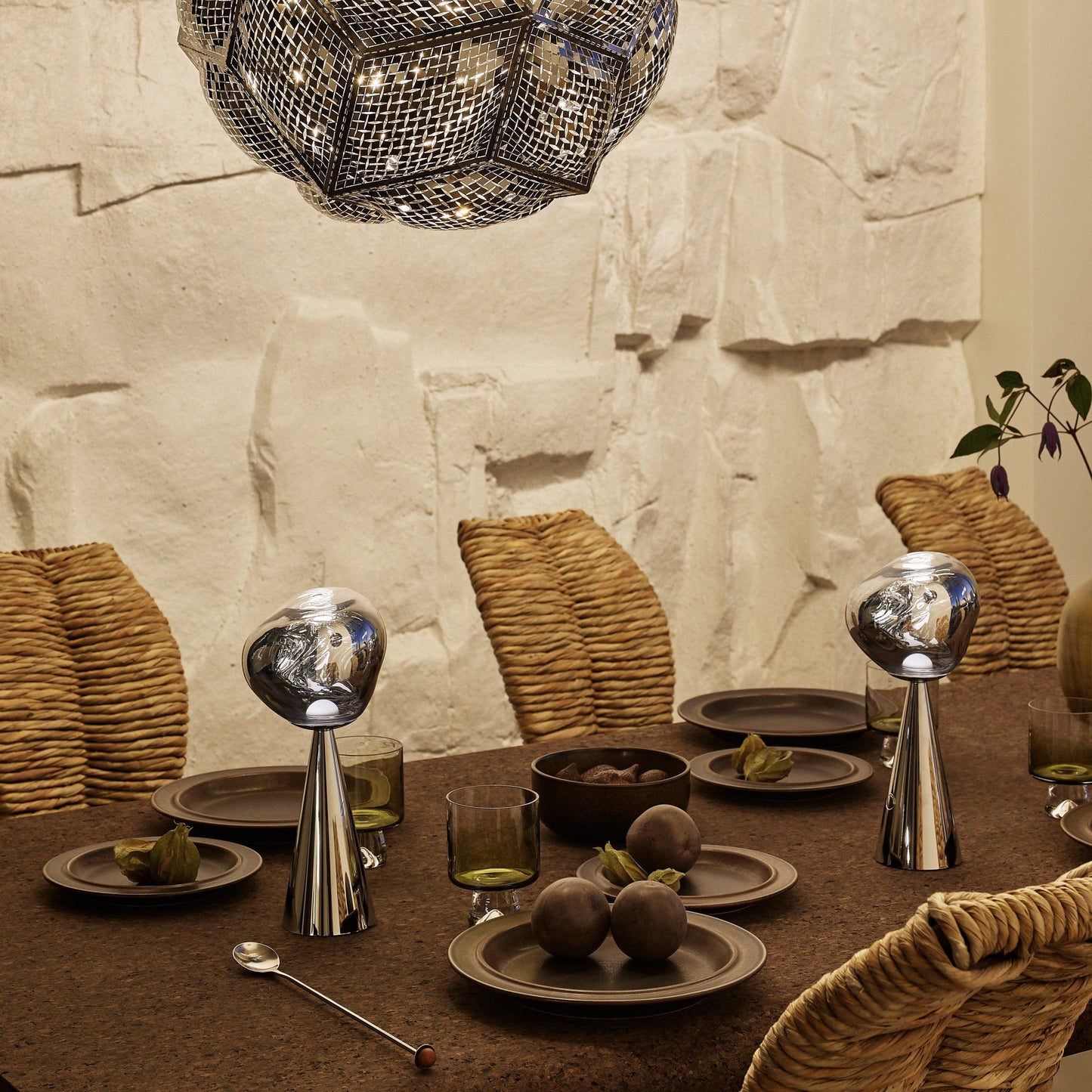 Lampe de table portable Tom Dixon Melt argentée