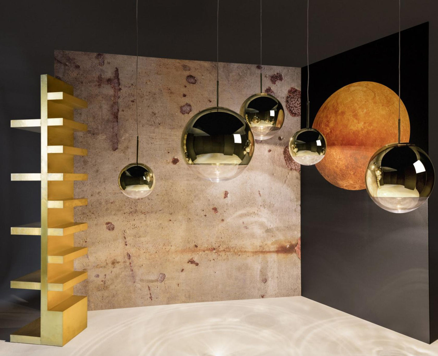 Suspension lumineuse LED Tom Dixon Mirror Ball dorée